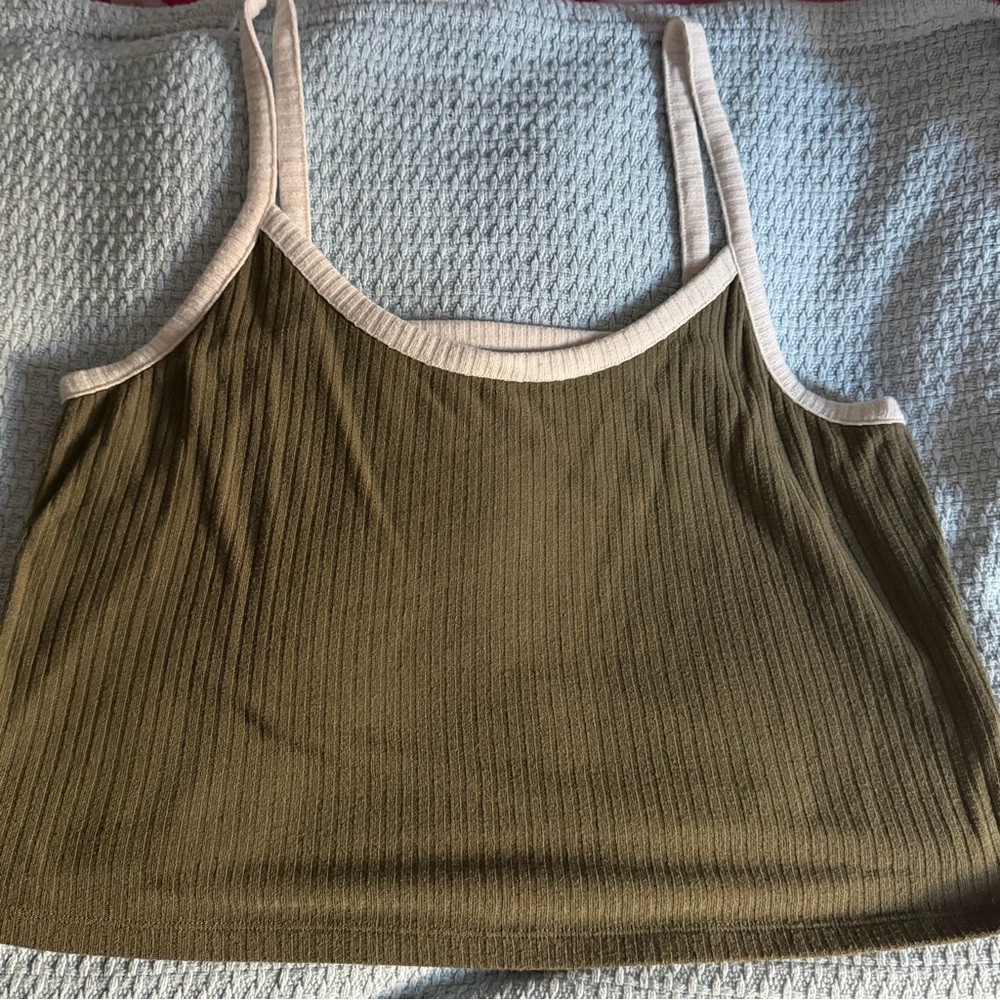 Arizona Jean Co Ribbed Crop Tank Top – Olive Green – XXL